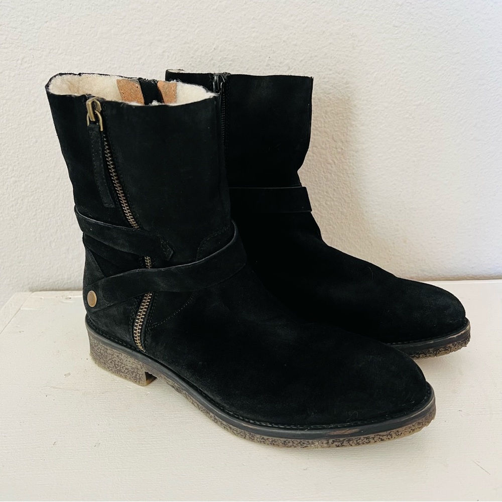 Anthropologie LIENDA Black Suede Leather Boots 8.5